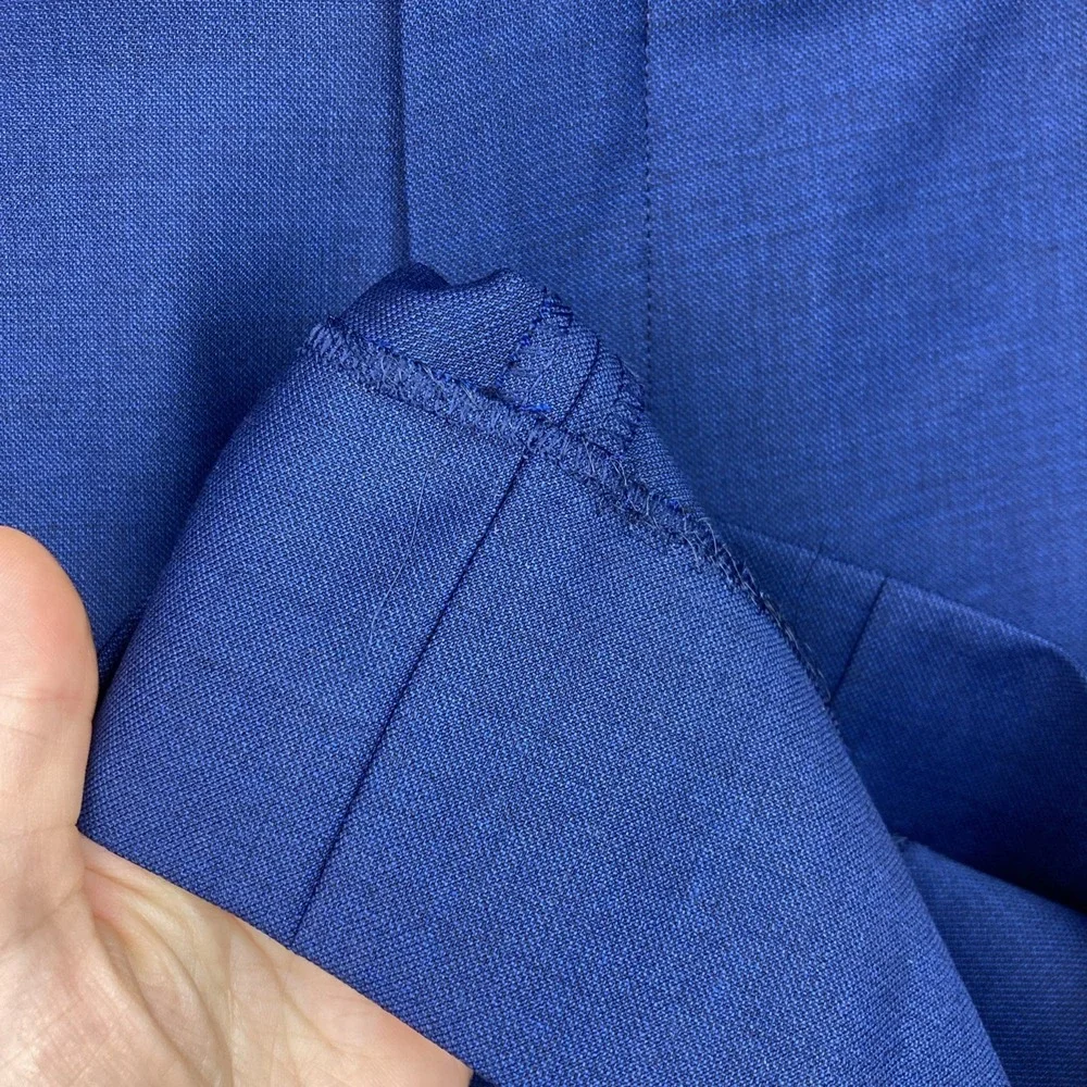 B By Brooks Brothers Mens 2-pc Suit Classic-Fit Jacket 46S Pant 38x30 Blue Wool